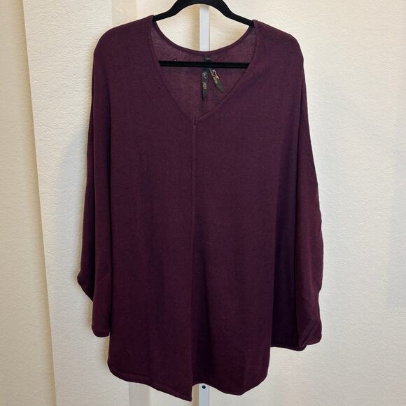 Melissa McCarthy Seven Eggplant Purple Knit Poncho Plus Size 1X - Picture 1 of 4